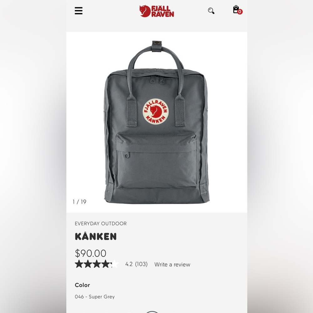 FJALLRAVEN KANKEN lightly used everyday outdoor backpack in the color SUPER GREY